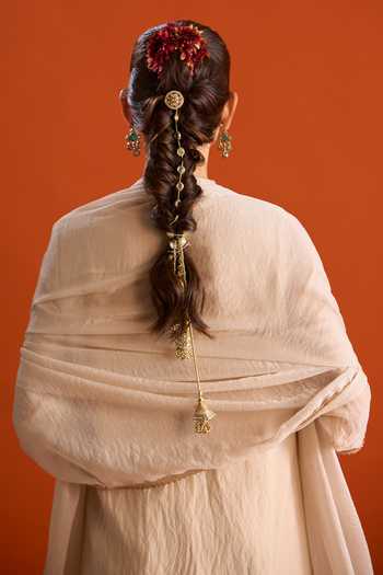 Buy_Samyukta Singhania_Beige Silk V-neck Embroidered Kurta Salwar Set _Online_at_Aza_Fashions