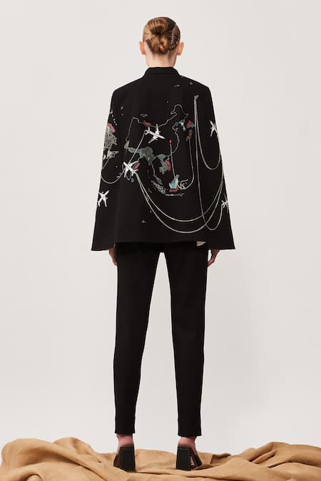 Shahin Mannan Map Hand Embroidered Cape 