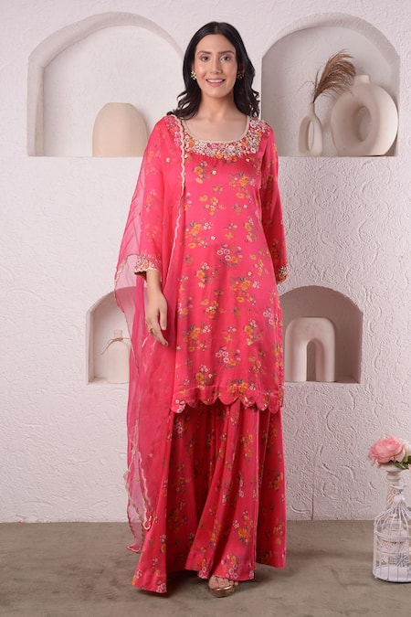 Surabhi Arya Floral Print Kurta Sharara Set 