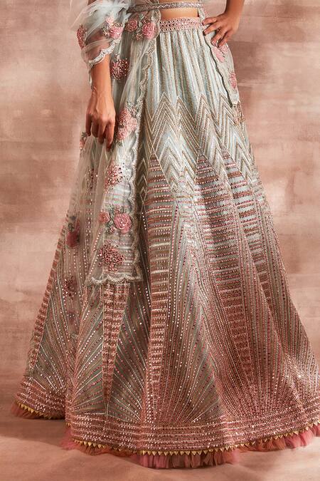 Studio Iris India Green Organza V Neck Bridal Lehenga Set at Aza Fashions Studio Iris India_Green Organza V Neck Bridal Lehenga Set _at_Aza_Fashions