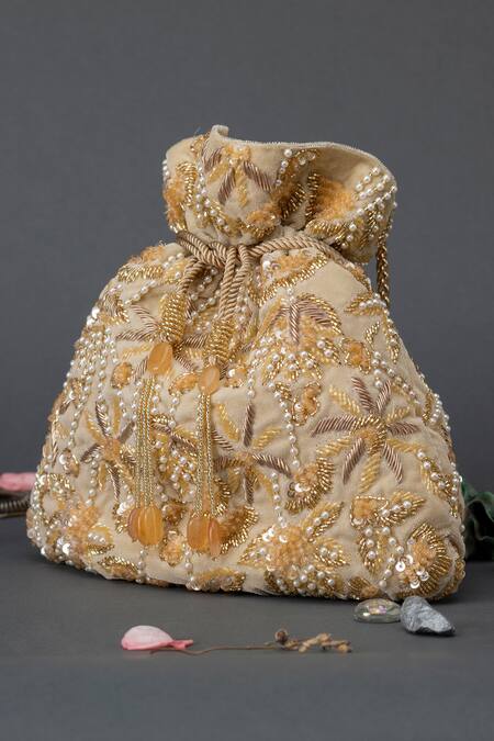 Shop Eena Gold Embellished Potli Bag at Aza Fashions Shop_Eena_Gold Embellished Potli Bag _at_Aza_Fashions