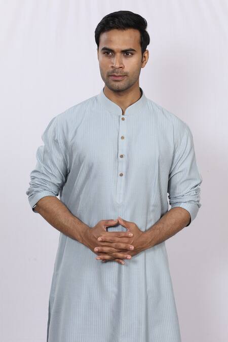 Buy_Sankalan - Men_Blue Chanderi Silk Embroidered Kurta_Online_at_Aza_Fashions