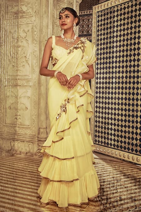 Archana Kochhar Pre-Draped Ruffle Saree With Blouse 