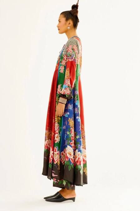 Buy Rajdeep Ranawat Red Silk Floral Round Neck Aida Printed Anarkali Online at Aza Fashions Buy_Rajdeep Ranawat_Red Silk Floral Round Neck Aida Printed Anarkali_Online_at_Aza_Fashions