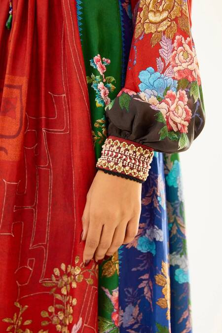 Shop Rajdeep Ranawat Red Silk Floral Round Neck Aida Printed Anarkali Online at Aza Fashions Shop_Rajdeep Ranawat_Red Silk Floral Round Neck Aida Printed Anarkali_Online_at_Aza_Fashions