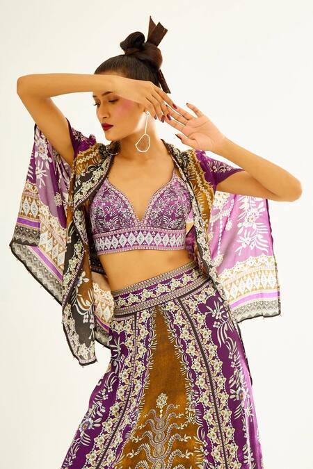 Shop_Rajdeep Ranawat_Purple Satin Floral Hetvi Printed Turkish Pant_Online_at_Aza_Fashions