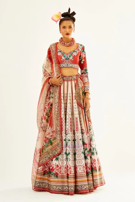 Rajdeep Ranawat Leela Floral Print Bridal Lehenga Set 