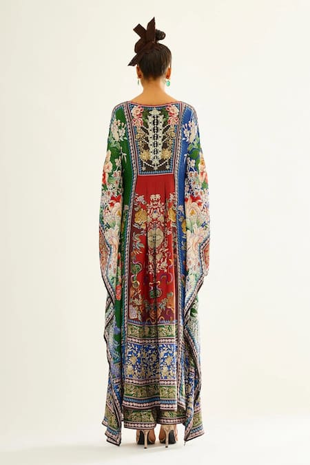 Shop_Rajdeep Ranawat_Multi Color Satin Printed Floral Paloma Palazzo _at_Aza_Fashions
