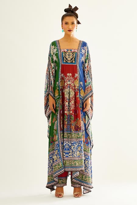 Buy_Rajdeep Ranawat_Multi Color Satin Printed Floral Paloma Palazzo _Online_at_Aza_Fashions