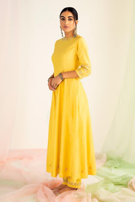 Keosha Yellow Zard Ayisha Kalidar Kurta Set 