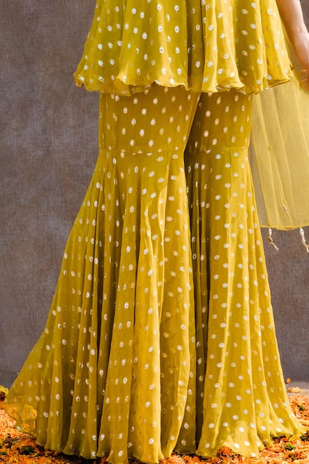 Silky Bindra Green Net, Georgette, Shantoon Mirror, Nakshi Embroidered Kurta Sharara Set at Aza Fashions Silky Bindra_Green Net, Georgette, Shantoon Mirror, Nakshi Embroidered Kurta Sharara Set _at_Aza_Fashions