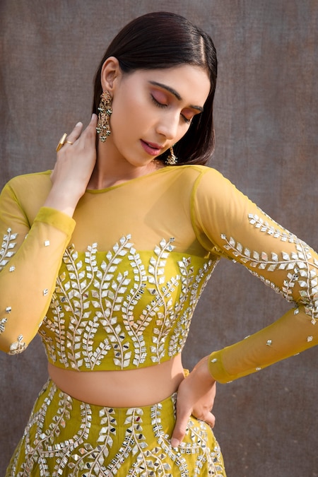 Sabyasachi Lime Green Lehenga Choli For Wedding | YOYO Fashion