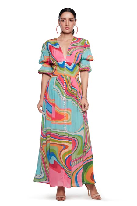 Siddhartha Bansal Abstract Print Maxi Dress 