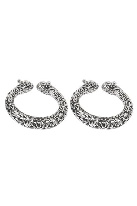 Sangeeta Boochra_Silver Plated Handcrafted Bracelets Set Of 2 _Online_at_Aza_Fashions