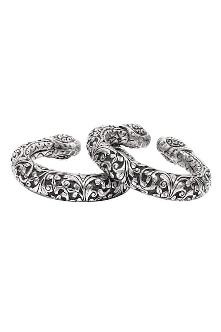 Buy_Sangeeta Boochra_Silver Plated Handcrafted Bracelets Set Of 2 _Online_at_Aza_Fashions