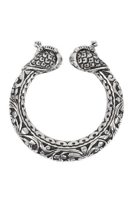Shop_Sangeeta Boochra_Silver Plated Handcrafted Bracelets Set Of 2 _Online_at_Aza_Fashions