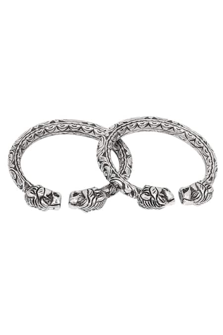 Sangeeta Boochra_Silver Plated Handcrafted Bracelets Set Of 2 _Online_at_Aza_Fashions