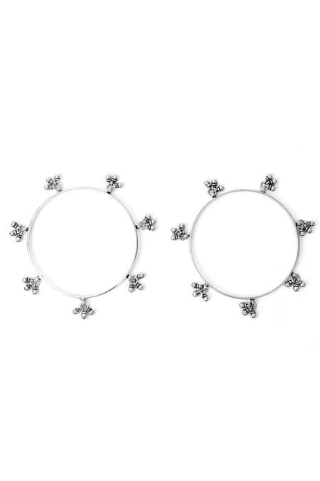 Sangeeta Boochra_Silver Plated Chains Ghungroo Drop Bracelets Set Of 2 _Online_at_Aza_Fashions