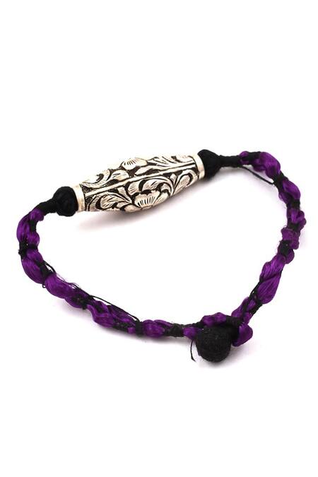 Sangeeta Boochra_Silver Plated Cut Work Floral Carved Bracelet _Online_at_Aza_Fashions