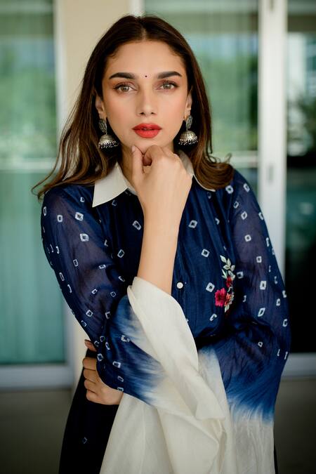 Shop_Sangeeta Boochra_Silver Plated Bead Drop Jhumkas _Online_at_Aza_Fashions