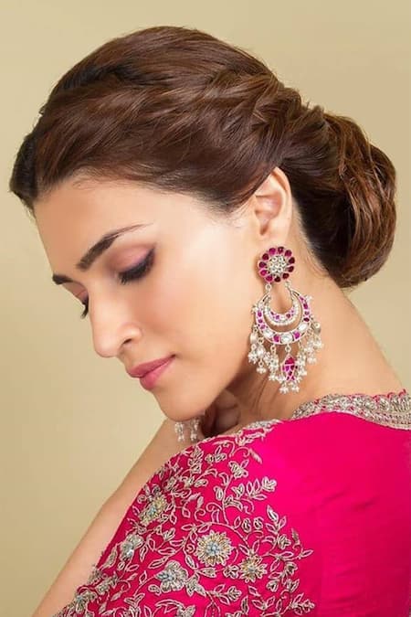 Buy_Sangeeta Boochra_Silver Plated Beads Kundan Floral Chandbalis _Online_at_Aza_Fashions