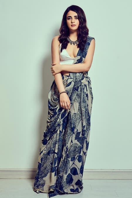 Shop_Sangeeta Boochra_Silver Plated Handcrafted Bead Drop Necklace _at_Aza_Fashions