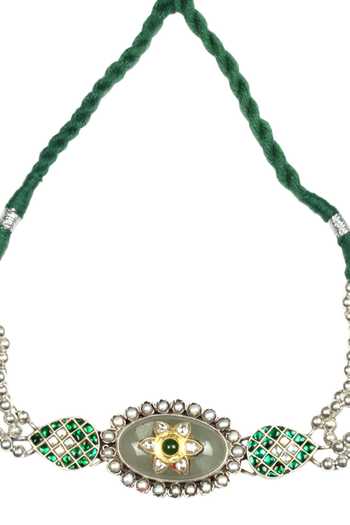 Sangeeta Boochra_Silver Plated Floral Motif Kundan Choker Necklace _Online_at_Aza_Fashions