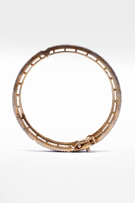 Buy_Sangeeta Boochra X Deme_Gold Plated Mother Of Pearls And Stones Elaheh Embellished Bracelet _Online_at_Aza_Fashions