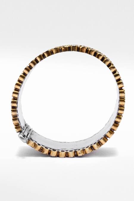 Buy Sangeeta Boochra X Deme Gold Plated Stones Fareena Carved Floral Bracelet Online at Aza Fashions Buy_Sangeeta Boochra X Deme_Gold Plated Stones Fareena Carved Floral Bracelet _Online_at_Aza_Fashions