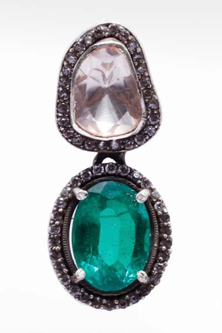 Buy Sangeeta Boochra X Deme Silver Plated Diamonds, Stones Rukhsar Dangler Earrings Online at Aza Fashions Buy_Sangeeta Boochra X Deme_Silver Plated Diamonds, Stones Rukhsar Dangler Earrings _Online_at_Aza_Fashions