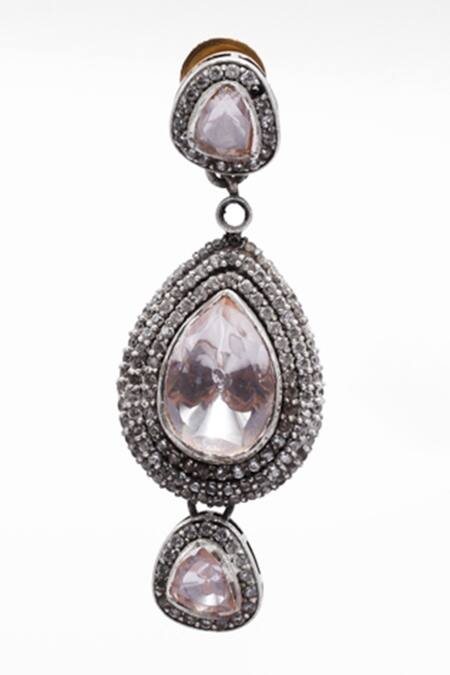 Buy Sangeeta Boochra X Deme Silver Plated Crystals Roxana Moissanite Dangler Earrings Online at Aza Fashions Buy_Sangeeta Boochra X Deme_Silver Plated Crystals Roxana Moissanite Dangler Earrings _Online_at_Aza_Fashions