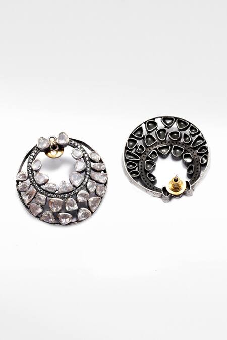 Sangeeta Boochra X Deme Silver Plated Moissanite Gemstones Margat Embellished Earrings  2