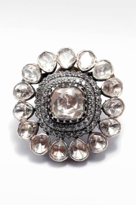 Buy Sangeeta Boochra X Deme Silver Plated Diamonds, Stones Sahba Embellished Studs Online at Aza Fashions Buy_Sangeeta Boochra X Deme_Silver Plated Diamonds, Stones Sahba Embellished Studs _Online_at_Aza_Fashions