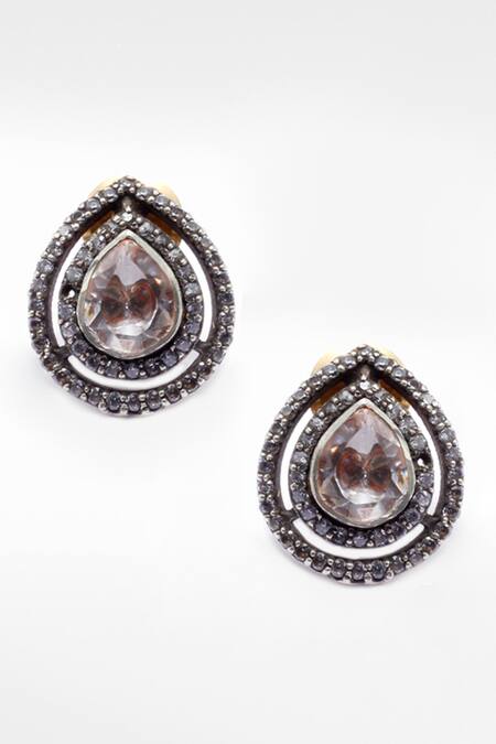 Sangeeta Boochra X Deme Silver Plated Diamonds, Stones Mehru Drop Earrings Online at Aza Fashions Sangeeta Boochra X Deme_Silver Plated Diamonds, Stones Mehru Drop Earrings _Online_at_Aza_Fashions