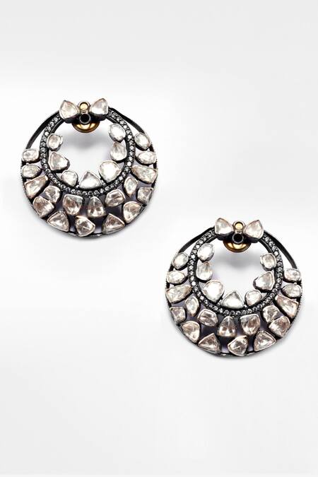 Sangeeta Boochra X Deme Silver Plated Moissanite Gemstones Margat Embellished Earrings  3