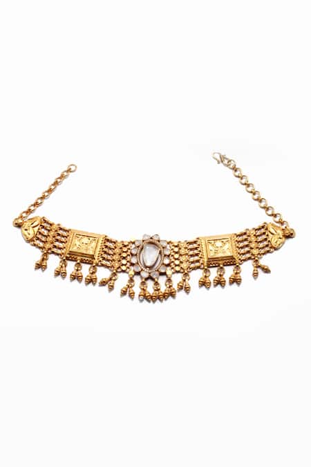 Sangeeta Boochra X Deme Gold Plated Yegane Moissanite Studded Choker Online at Aza Fashions Sangeeta Boochra X Deme_Gold Plated Yegane Moissanite Studded Choker _Online_at_Aza_Fashions