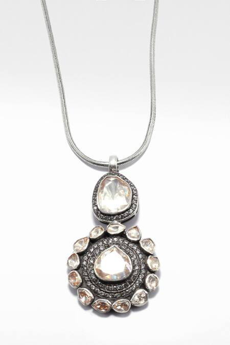 Sangeeta Boochra X Deme Silver Plated Nikoo Handcrafted Pendant Necklace Online at Aza Fashions Sangeeta Boochra X Deme_Silver Plated Nikoo Handcrafted Pendant Necklace _Online_at_Aza_Fashions