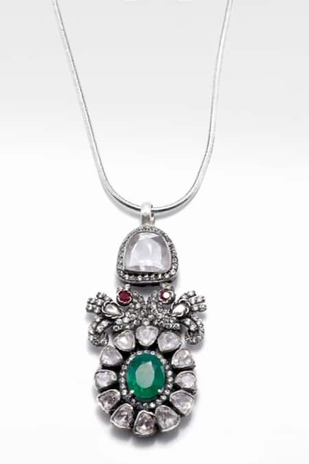 Sangeeta Boochra X Deme Silver Plated Dilara Pendant Necklace Online at Aza Fashions Sangeeta Boochra X Deme_Silver Plated Dilara Pendant Necklace _Online_at_Aza_Fashions