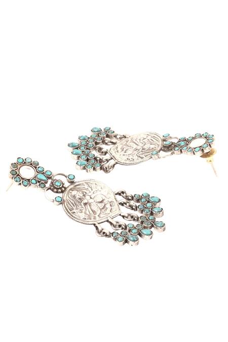 Sangeeta Boochra Silver Plated Beads Temple Motif Carved Earrings Online at Aza Fashions Sangeeta Boochra_Silver Plated Beads Temple Motif Carved Earrings _Online_at_Aza_Fashions