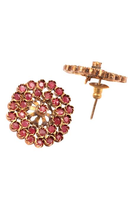 Sangeeta Boochra Gold Plated Gota Patti, Stones Studded Earrings Online at Aza Fashions Sangeeta Boochra_Gold Plated Gota Patti, Stones Studded Earrings _Online_at_Aza_Fashions