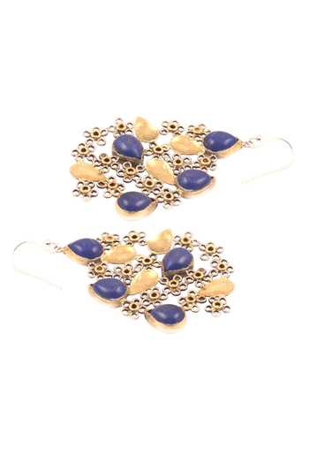 Sangeeta Boochra Gold Plated Imitation Diamonds Floral Cut-out Earrings Online at Aza Fashions Sangeeta Boochra_Gold Plated Imitation Diamonds Floral Cut-out Earrings _Online_at_Aza_Fashions