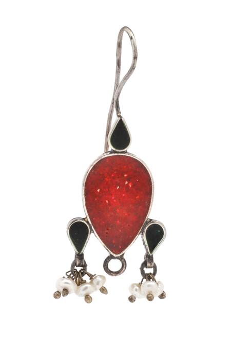 Shop_Sangeeta Boochra_Silver Plated Beads, Stones Embellished Earrings _Online_at_Aza_Fashions