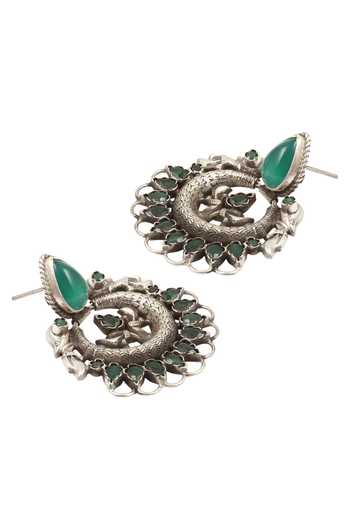 Sangeeta Boochra_Silver Plated Stones Studded Chandbali _Online_at_Aza_Fashions