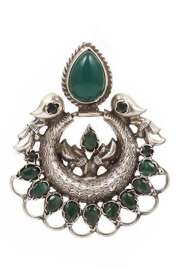 Buy_Sangeeta Boochra_Silver Plated Stones Studded Chandbali _Online_at_Aza_Fashions