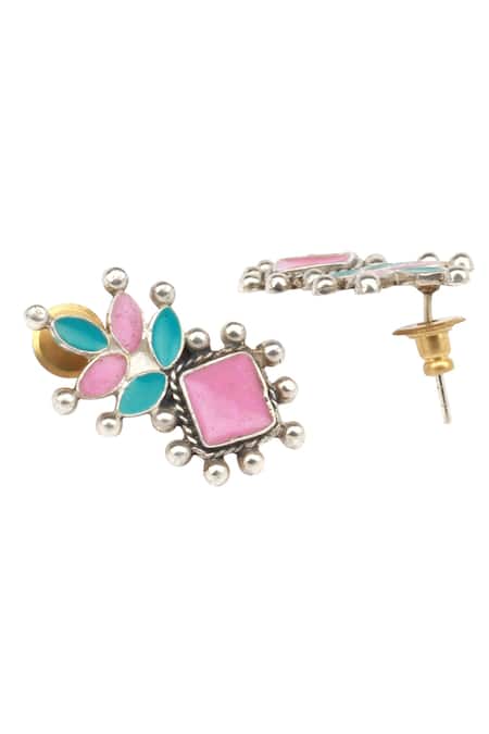 Sangeeta Boochra_Silver Plated Stones Handcrafted Earrings _Online_at_Aza_Fashions