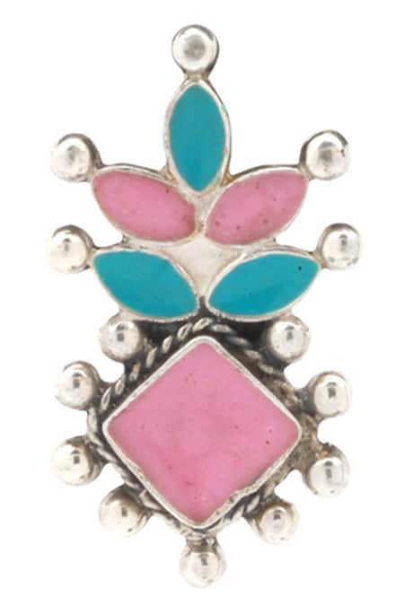 Shop_Sangeeta Boochra_Silver Plated Stones Handcrafted Earrings _Online_at_Aza_Fashions