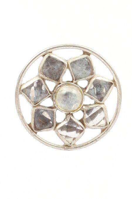 Buy_Sangeeta Boochra_Gold Plated Stones Floral Cut-out Stud Earrings _Online_at_Aza_Fashions