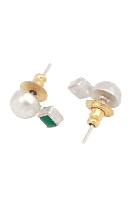 Sangeeta Boochra_Silver Plated Handcrafted Geometric Stud Earring _Online_at_Aza_Fashions