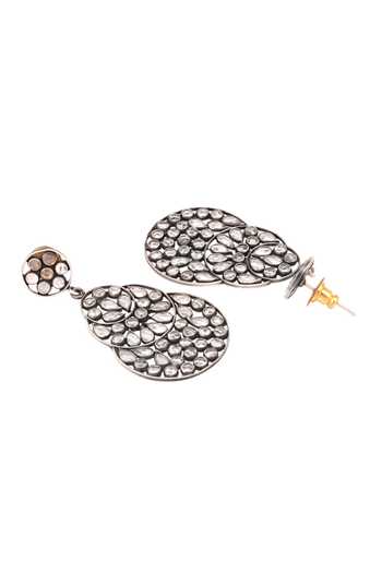 Sangeeta Boochra_Silver Plated Stones Handcrafted Tiered Chandbalis _Online_at_Aza_Fashions