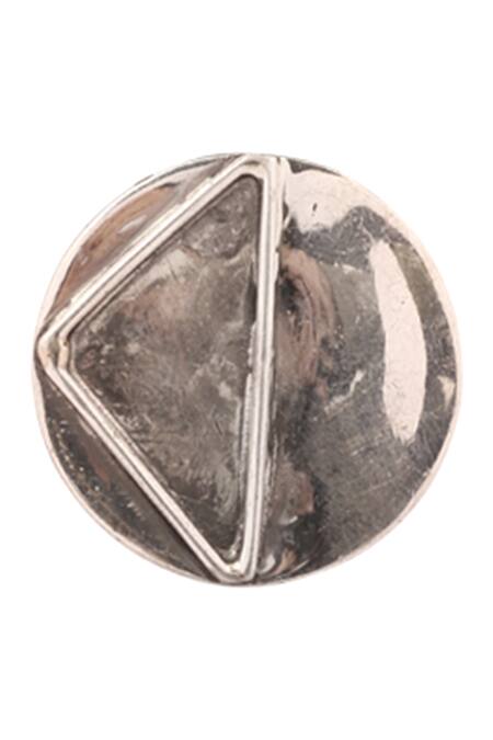 Shop_Sangeeta Boochra_Silver Plated Round Shaped Studs _Online_at_Aza_Fashions